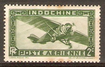 Indo-China 1933 2c Myrtle-green - Air Stamp. SG198.